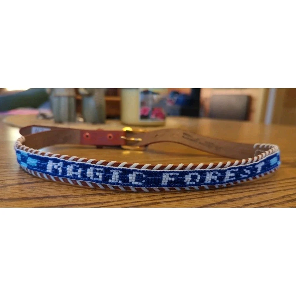 NOS Magic Forest Lake George NY Novelty Beaded Leather Belt Kids Youth Adult 26